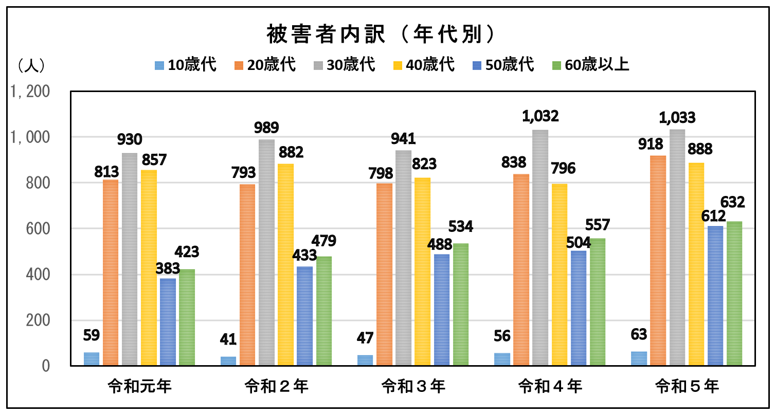 被害者内訳（年代別）